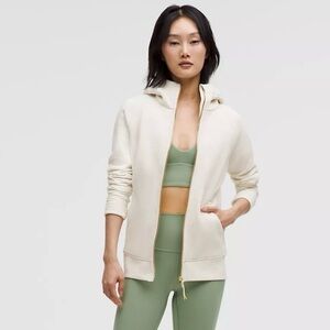 Lululemon Cotton Blend Scuba Full-Zip Hoodie Jacket Heathered Ivory Gray